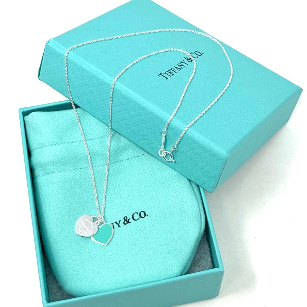 Authentic Tiffany & CO. Double Heart Sterling Silver 925 Necklace. - Picture 8 of 13